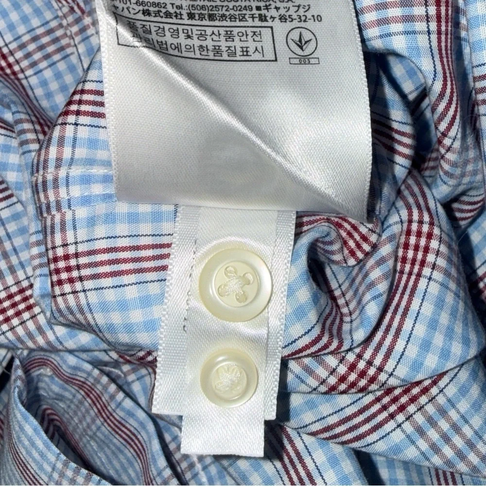 Banana Republic Men’s Non-Iron Classic Fit Plaid Shirt L 16–16.5 Red White Blue